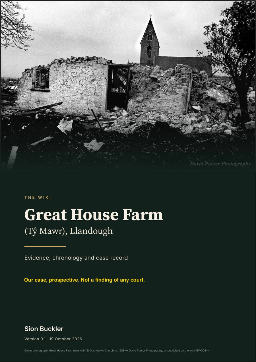 Cover: Great House Farm ruins with St Dochdwy’s Church, c. 1988 (David Purser Photography)