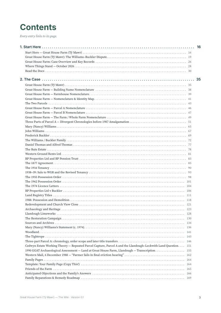 Sample page: the contents