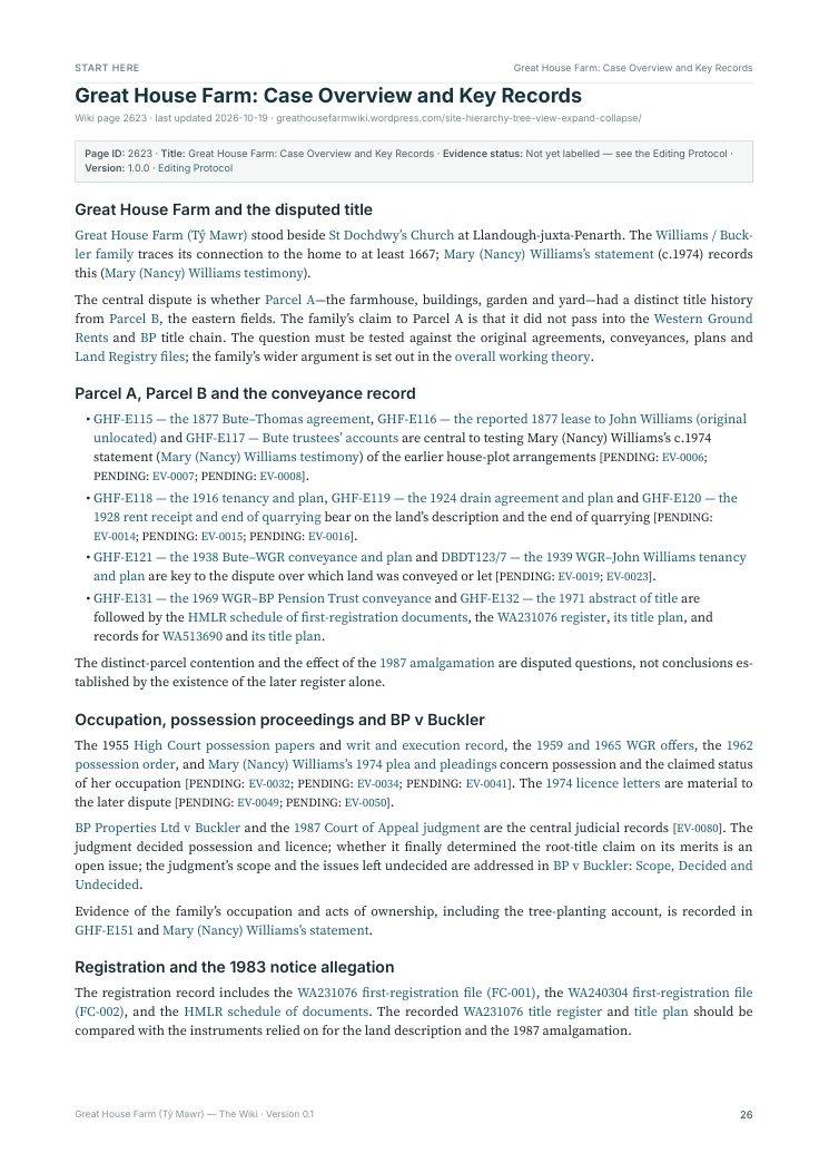 Sample page: Case Overview and Key Records